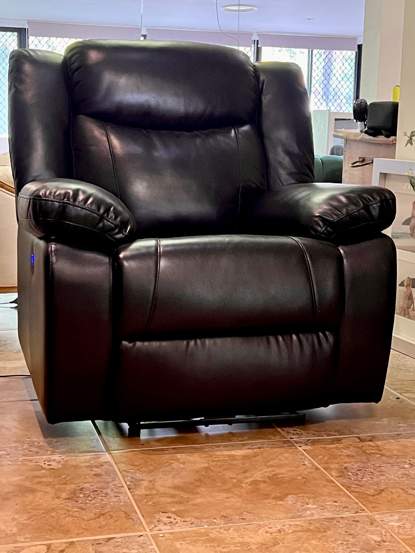Cinema Recliner 1 Seater in Black Air Leather
