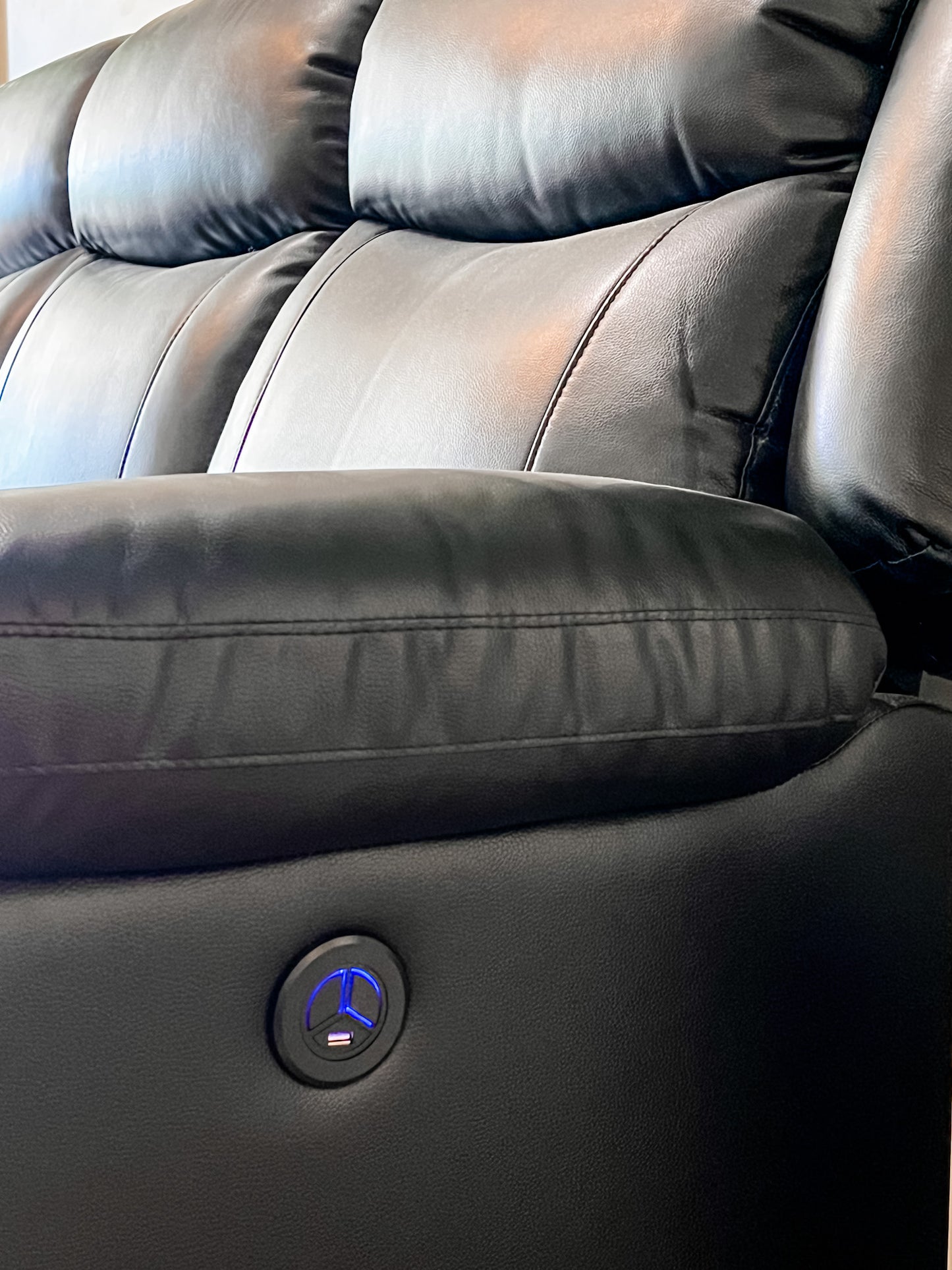 Cinema Recliner 3 Seater in Black Air Leather