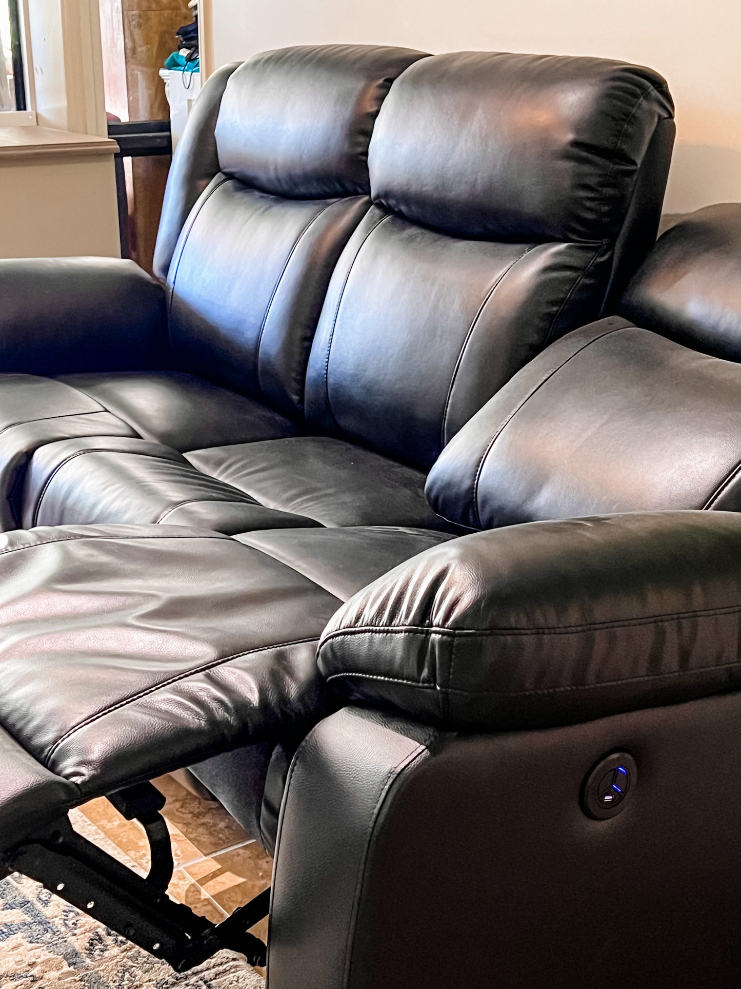Cinema Recliner 3 Seater in Black Air Leather