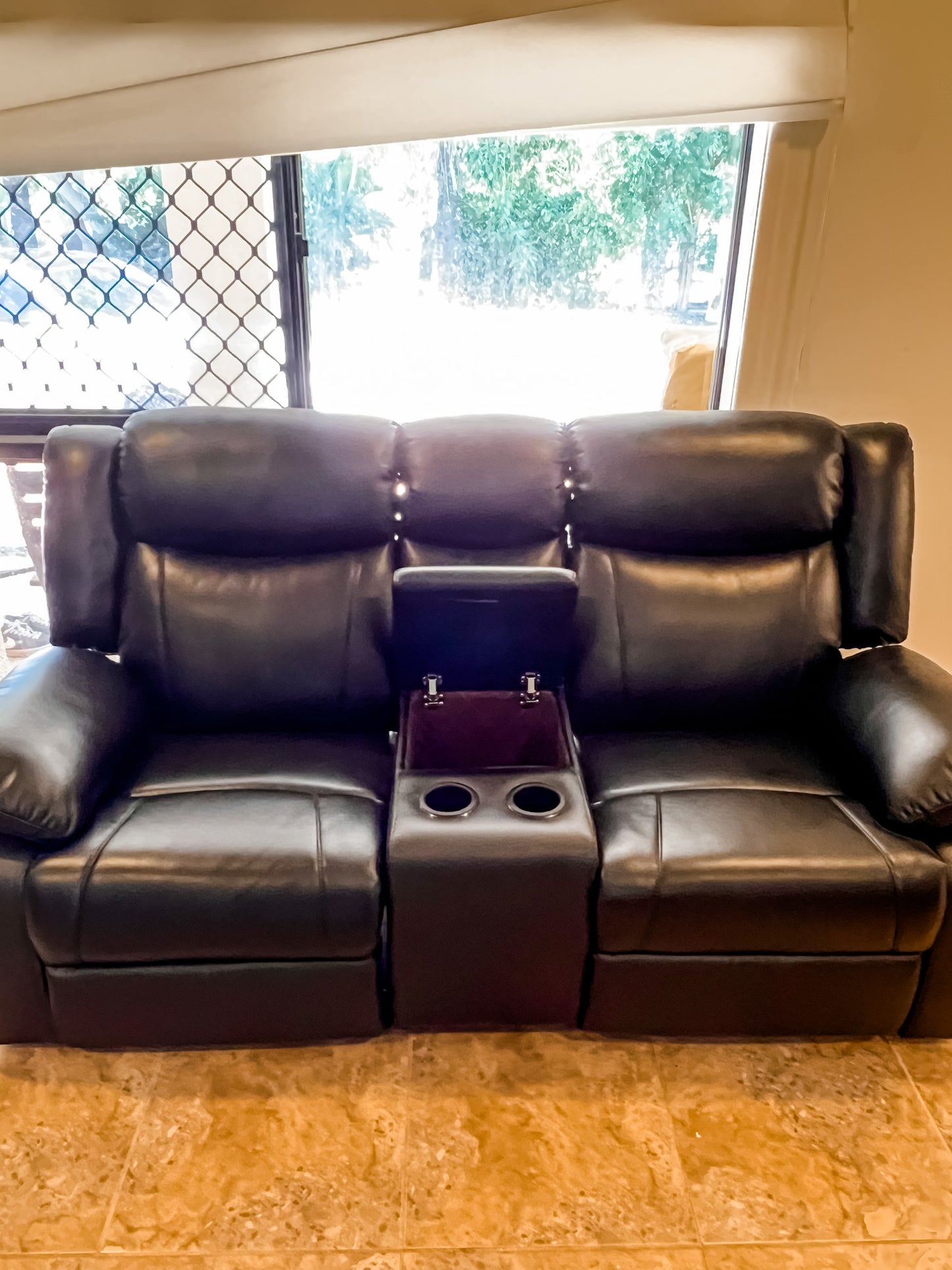 Cinema Recliner 2 Seater in Black Air Leather