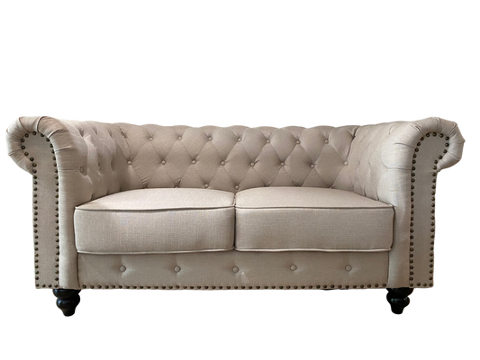 2 Seater Chesterfield Lounge - Beige