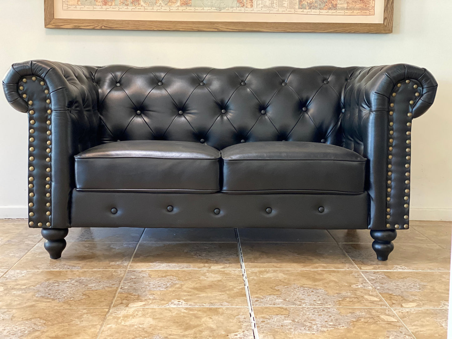 3 Seater Chesterfield Lounge - Black