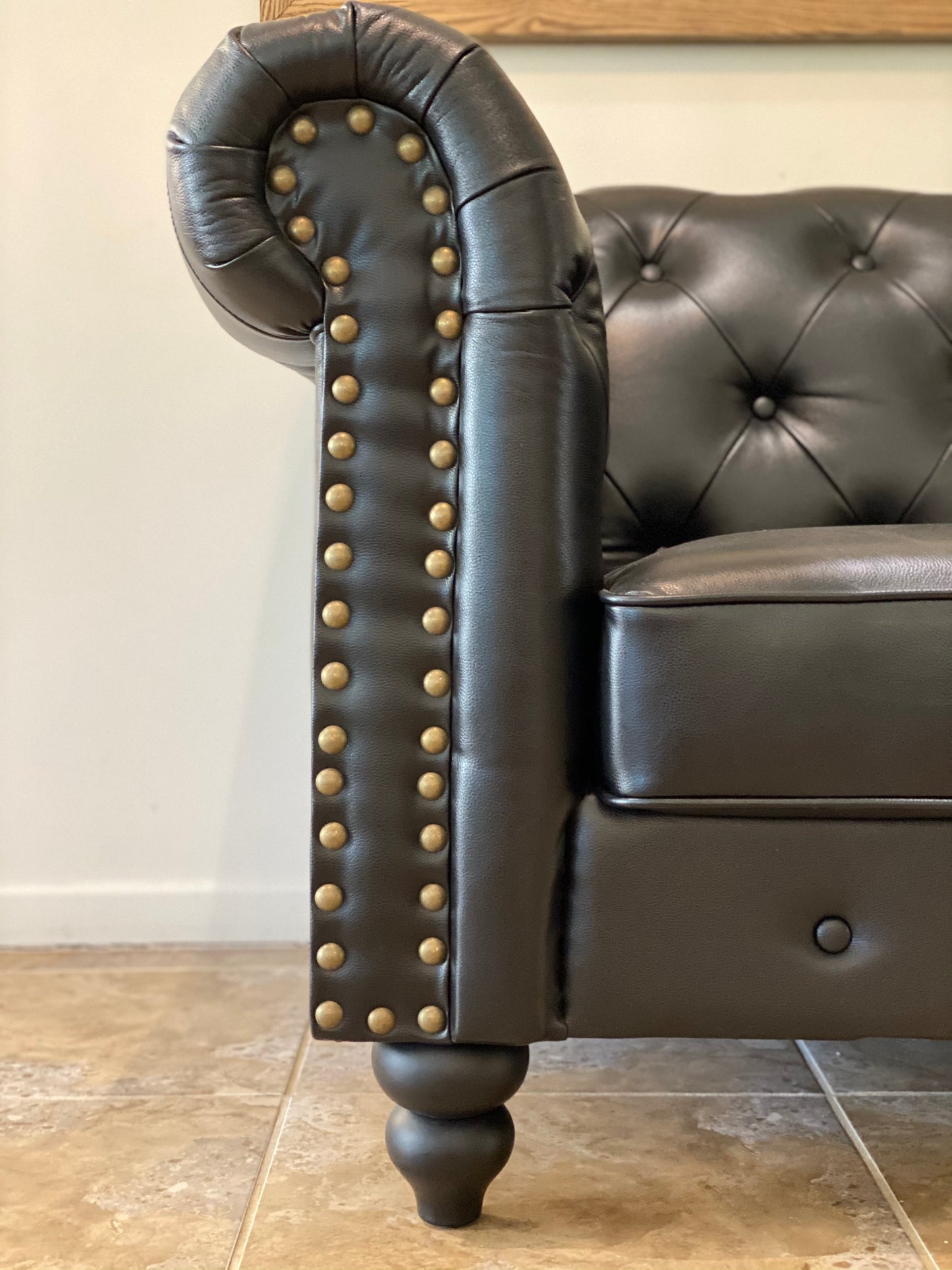 3 Seater Chesterfield Lounge - Black