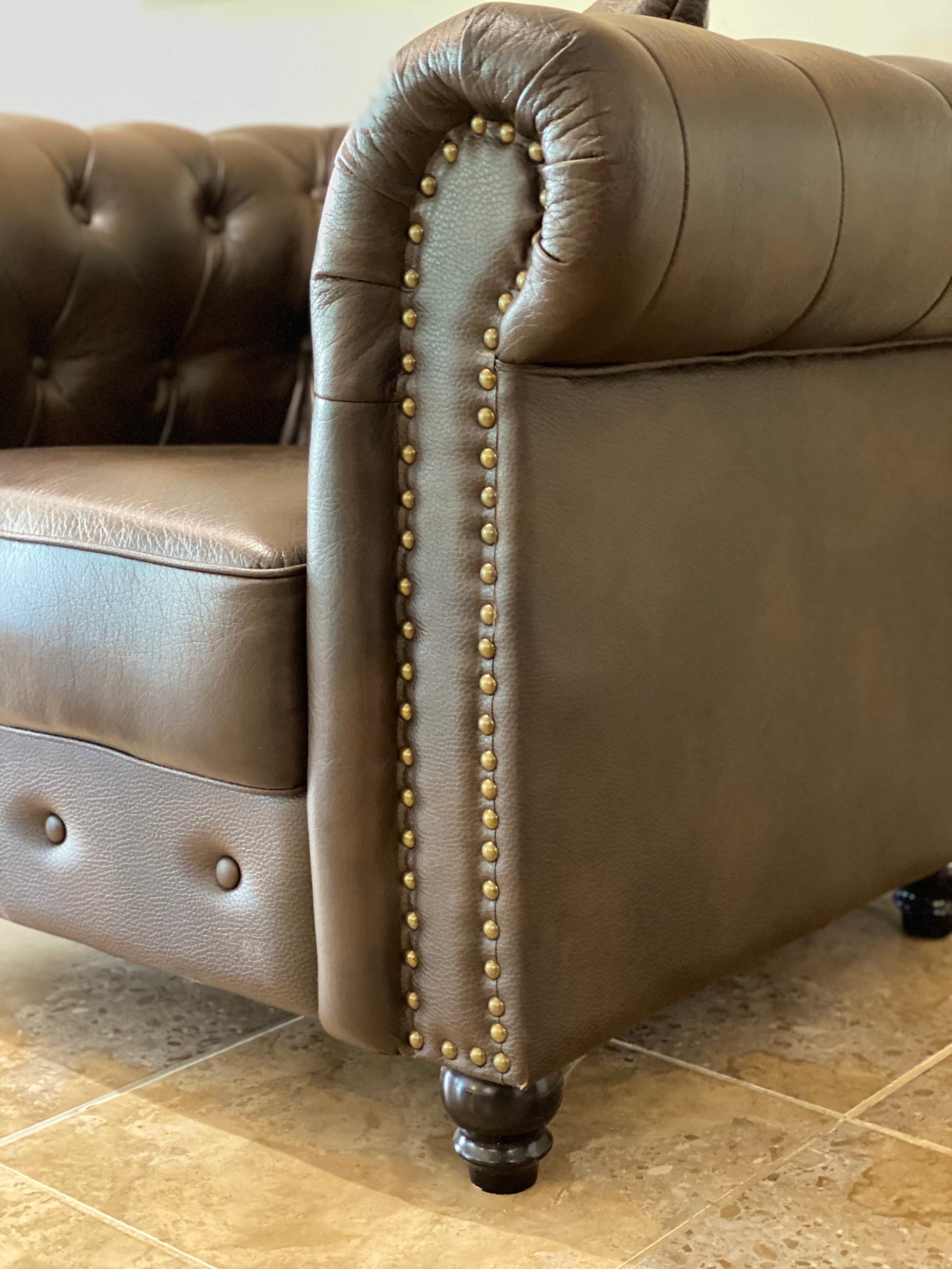 1 Seater Chesterfield Lounge - Brown