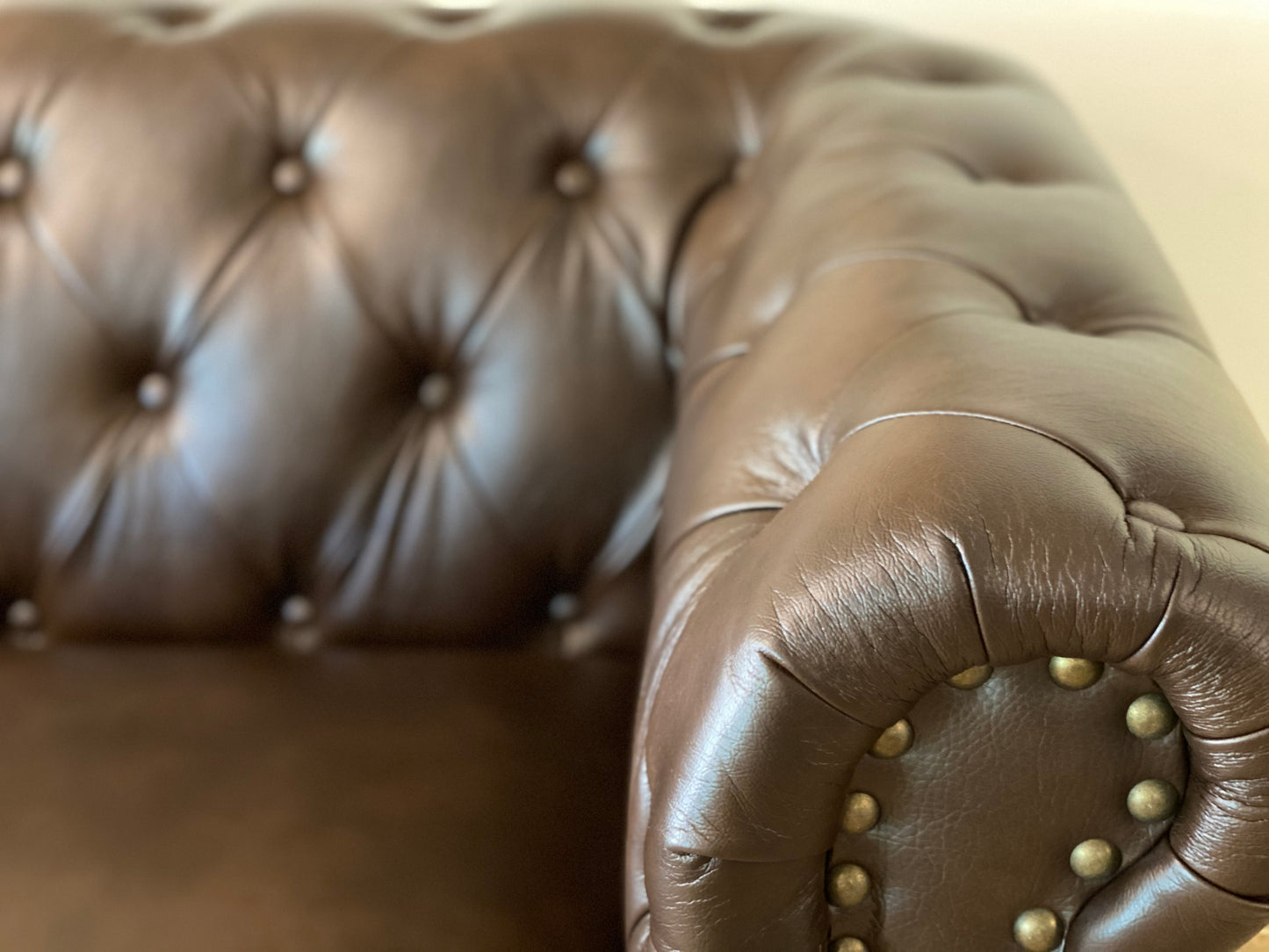 3 Seater Chesterfield Lounge - Brown