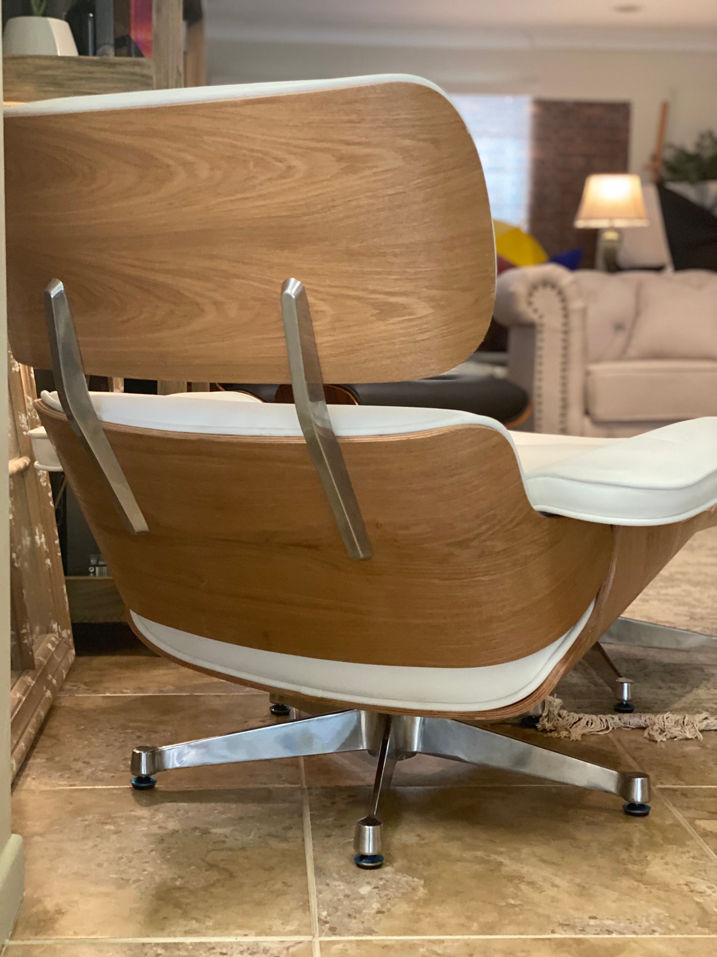 Replica Eames Chair and Ottoman - White
