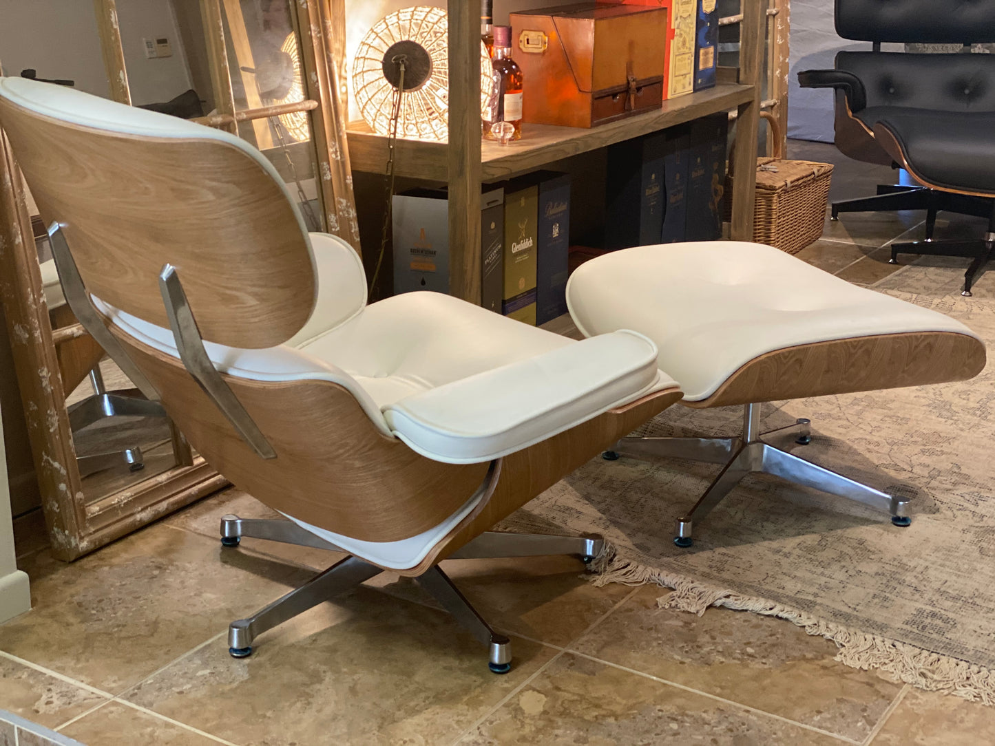 Replica Eames Chair and Ottoman - White