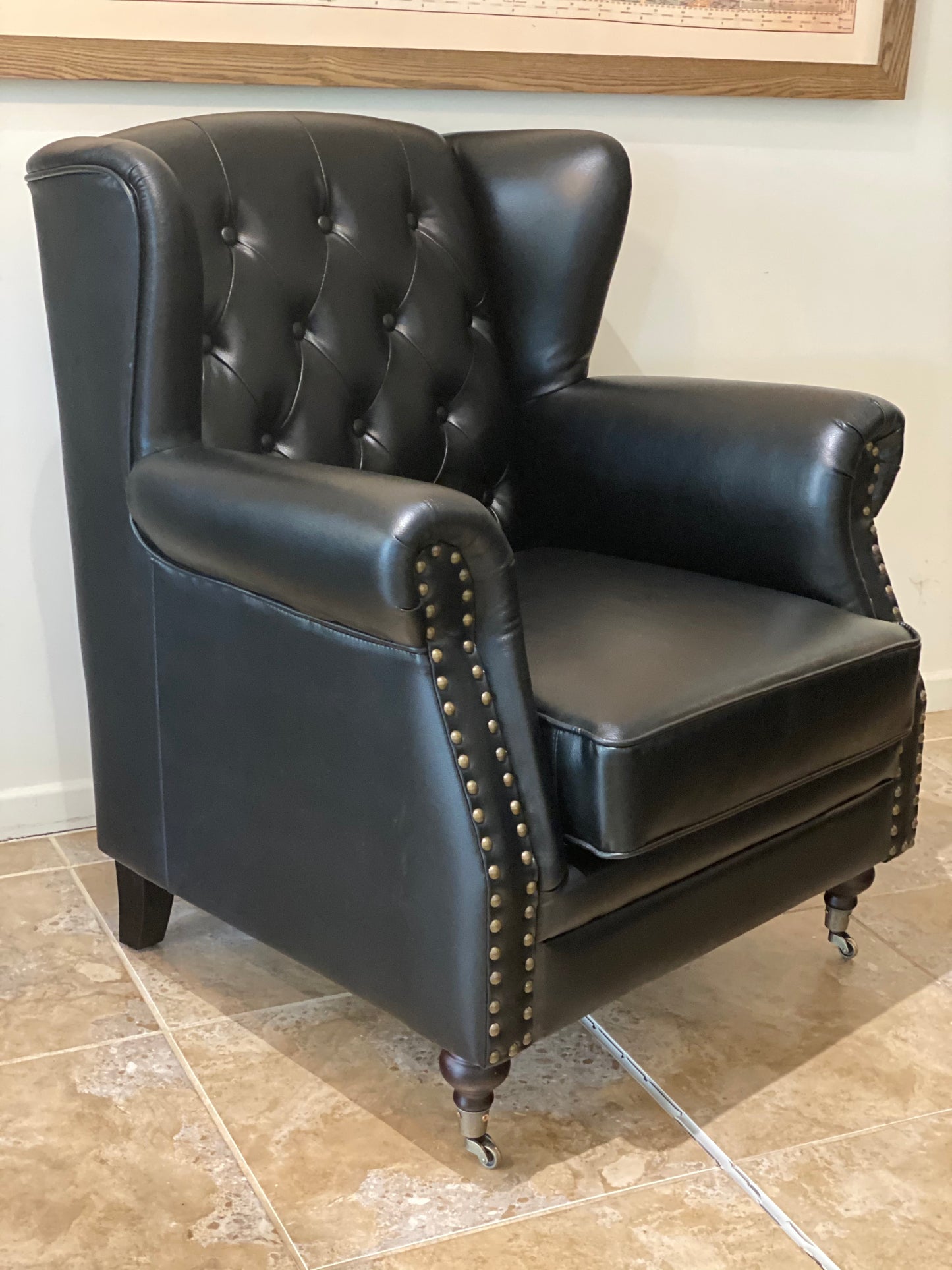 Winged Back Armchairs - Black