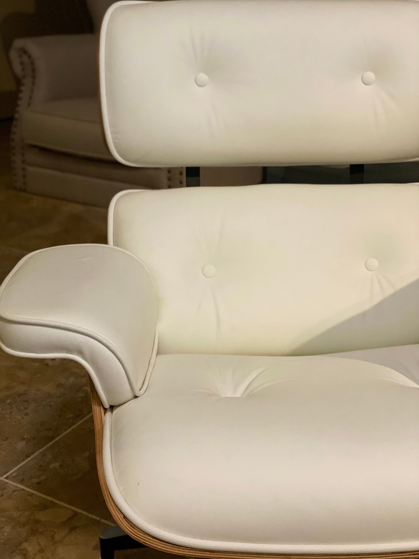 Replica Eames Chair and Ottoman - White