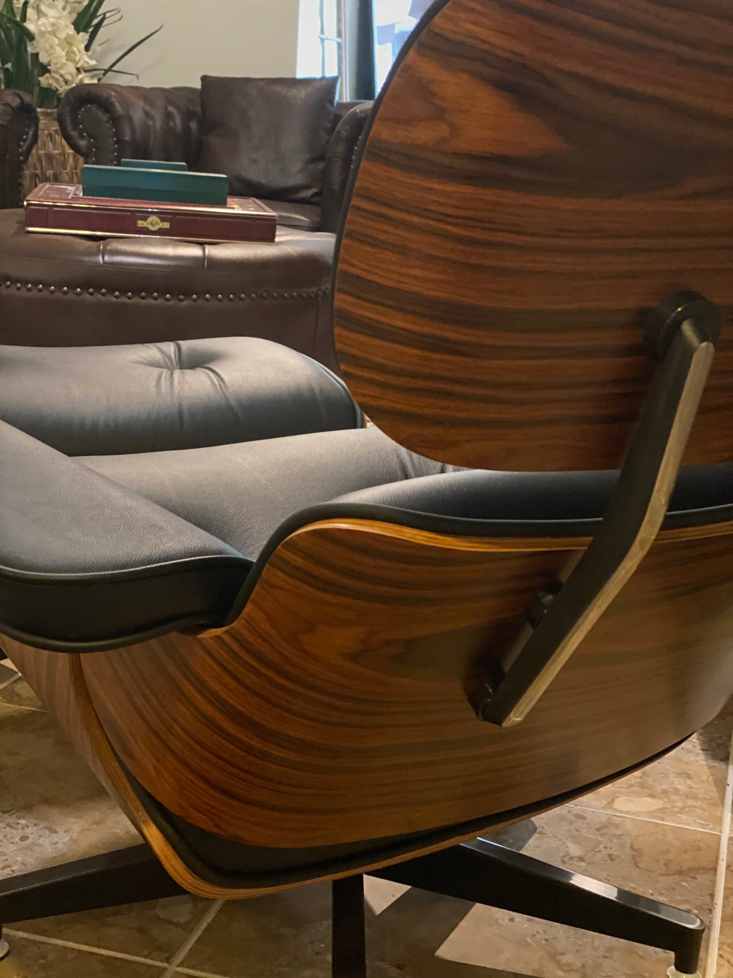 Replica Eames Chair and Ottoman - BLACK