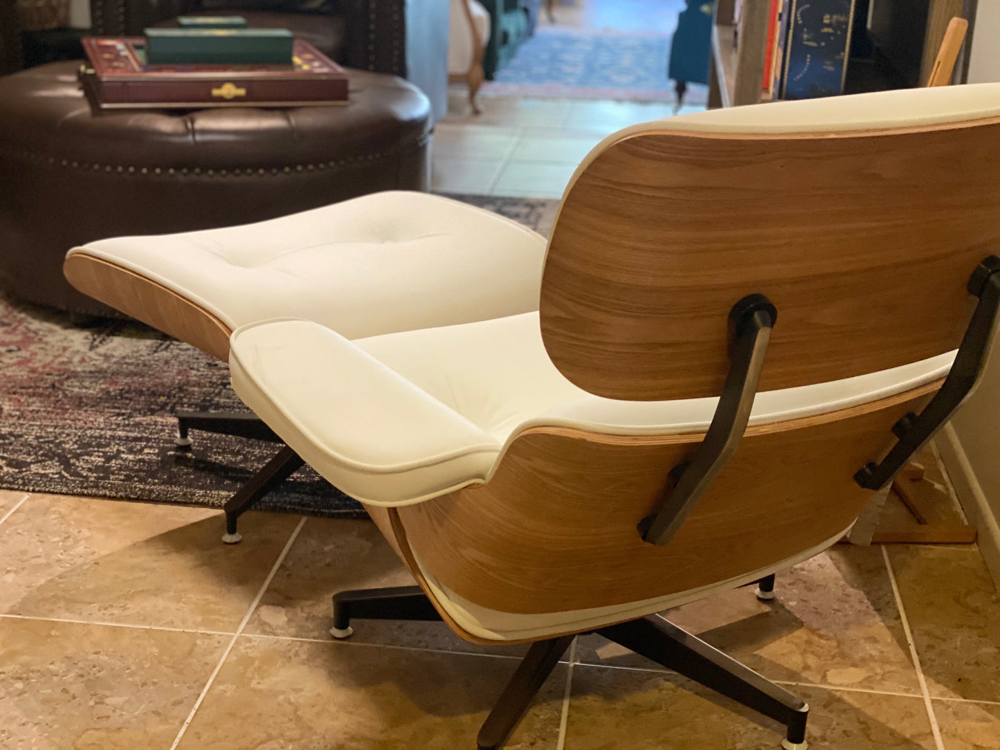 Replica Eames Chair and Ottoman - White