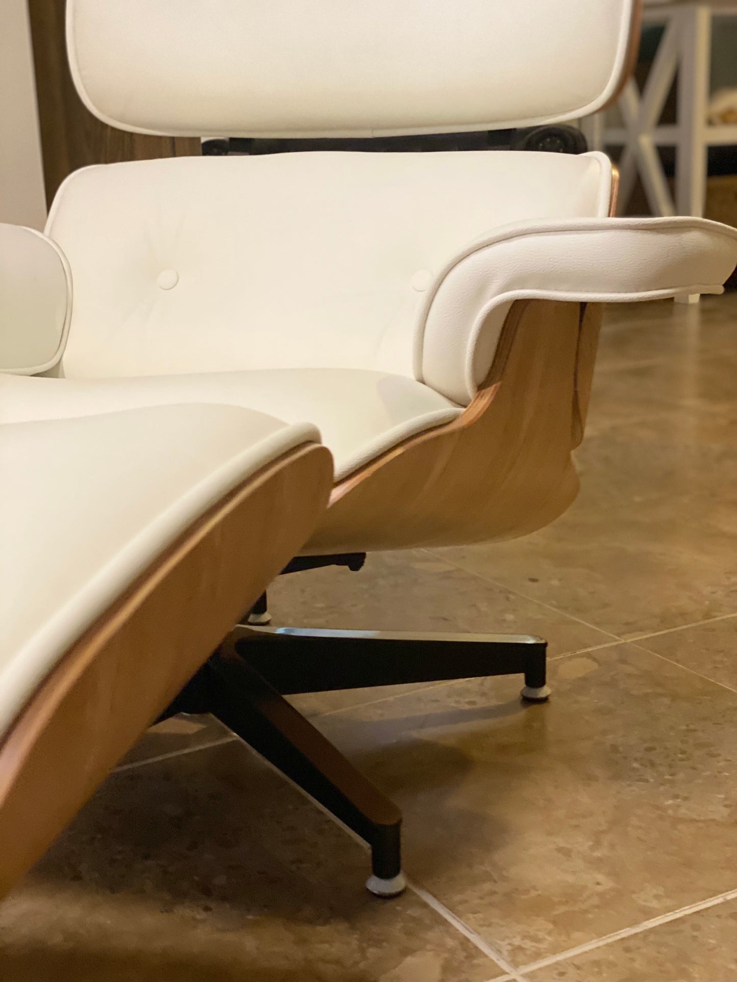 Replica Eames Chair and Ottoman - White