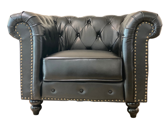1 Seater Chesterfield Lounge - Black
