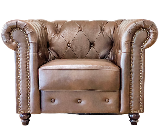 1 Seater Chesterfield Lounge - Brown